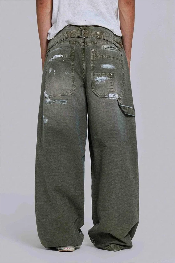 Painted Khaki Ripstop Carpenter Jeans