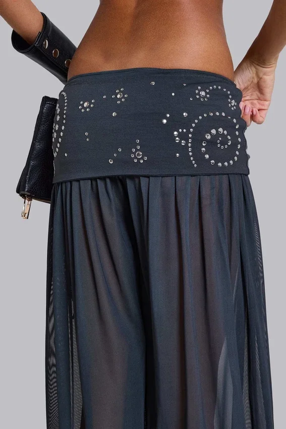 Pelagia Foldover Studded Balloon Trousers
