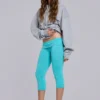 Quinn Studded Jersey Capri in Turquoise