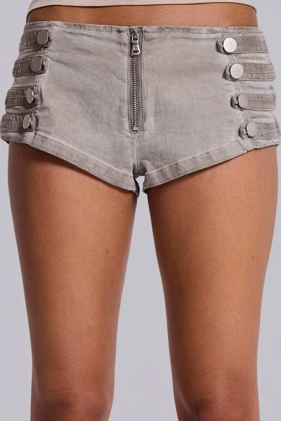 Rebel Military Mini Shorts in Clay