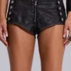Rebel Military PU Leather Mini Shorts