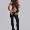 Rebel Military PU Leather Top