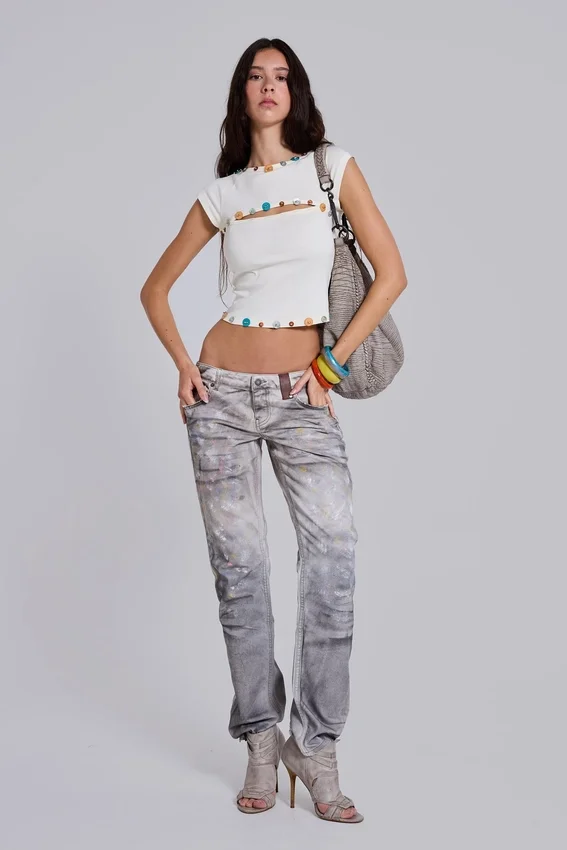 Solira Button Cut Out Top