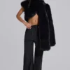 Saskia 2-in-1 Faux Fur Shrug in Black