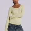 Sheer Henley Top in Buttercup