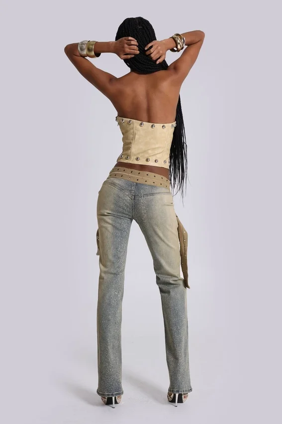 Strap Up Stonewash Jeans
