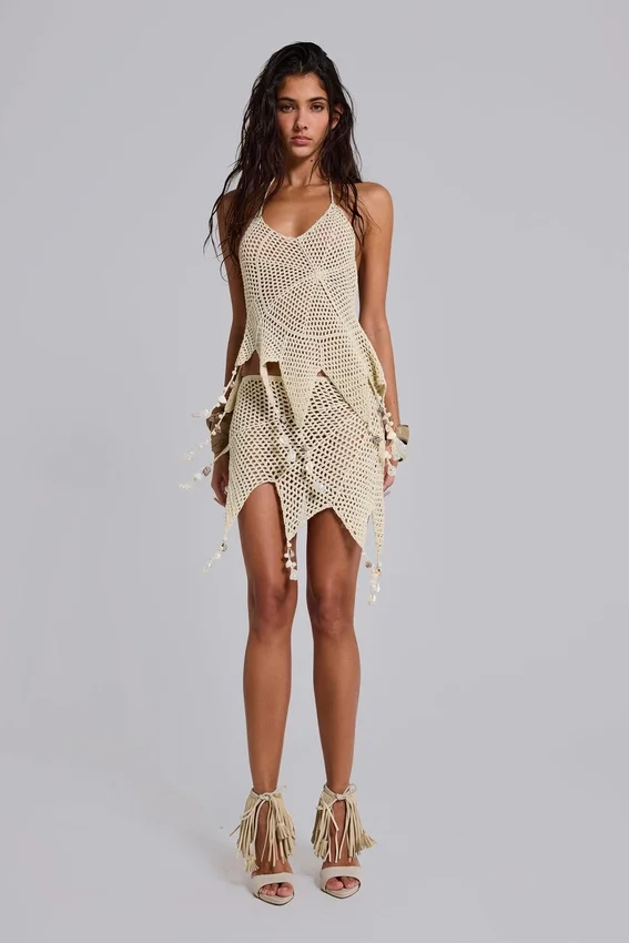 Ursule Crochet Mini Skirt with Real Shells