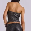 Odile Black Faux Leather Lace Up Corset