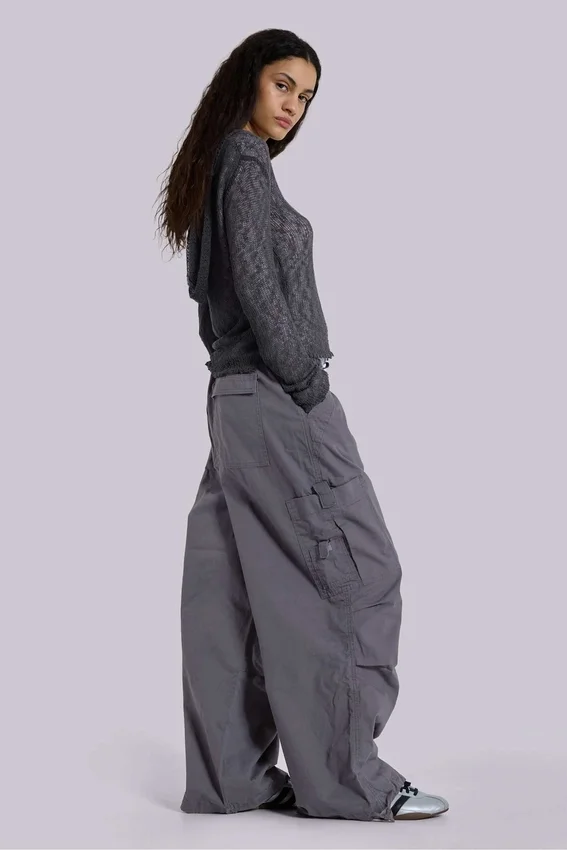 Vintage Grey Parachute Cargo Pants
