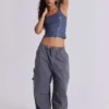 Vintage Grey Parachute Cargo Pants