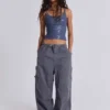 Vintage Grey Parachute Cargo Pants