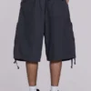 Vintage Grey Parachute Cargo Shorts