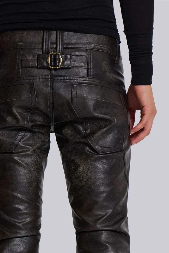 Washed Black PU Drift Bootcut Jeans