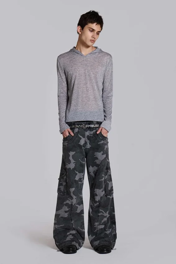 Washed Black Trooper Camo Cargo Pant