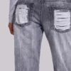 Zain Shredded Bootcut Jeans in Grey